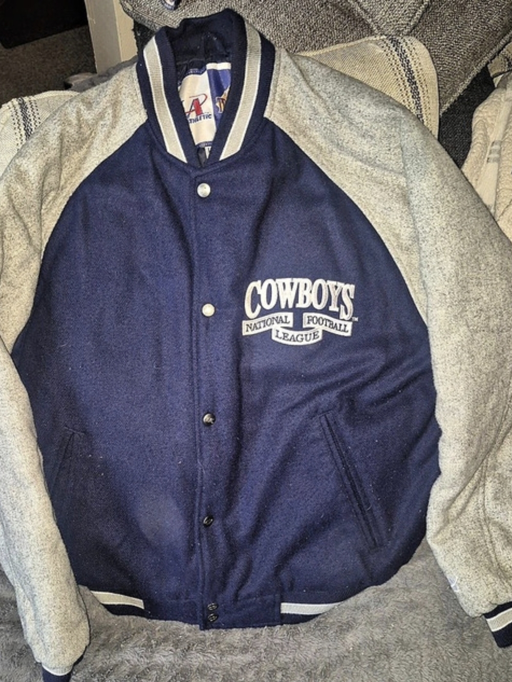 Logo Athletic Dallas Cowboys Classic Team Collection Wool Varsity Jacket Blue &